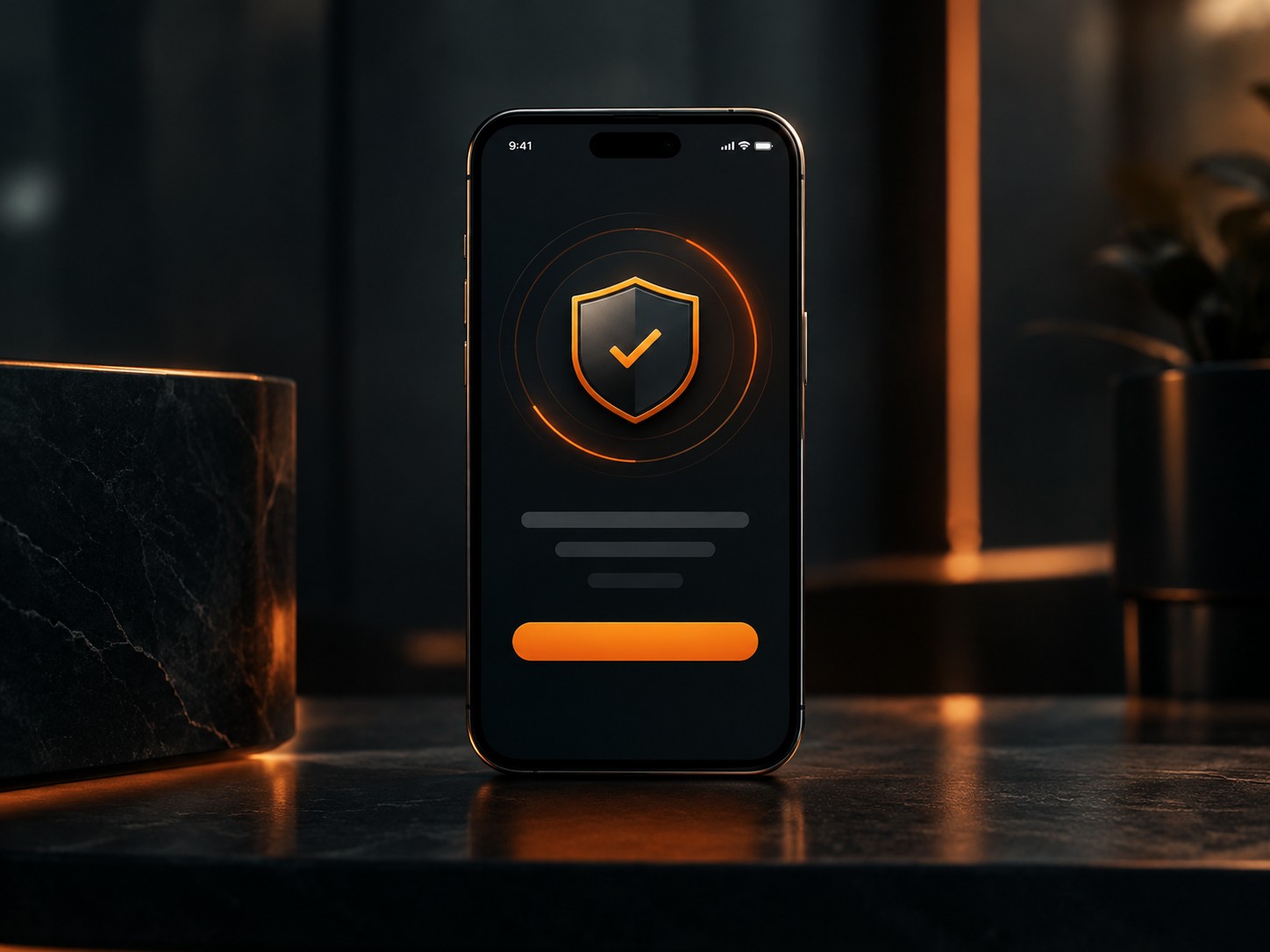 Phone showing a verification screen with a shield icon